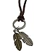 Regetta Jewelry Vintage Unisex Mens Angel Double Gold Silver Toned Feather Pendant Adjustable Leather Cord Necklace