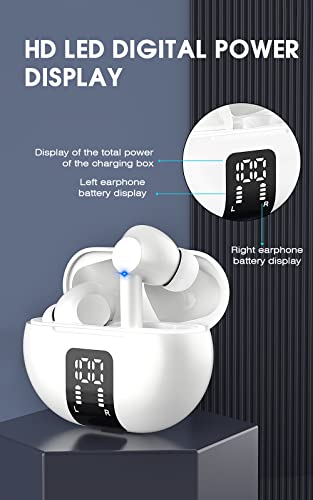 Wireless Earbud Bluetooth 5.3 Headphones with Charging Case, IPX7 Waterproof, 4 Mics in-Ear Earbuds, Long Playtime, High-Fidelity Stereo Earphones, ENC Noise Cancelling Headset for Sports and Work