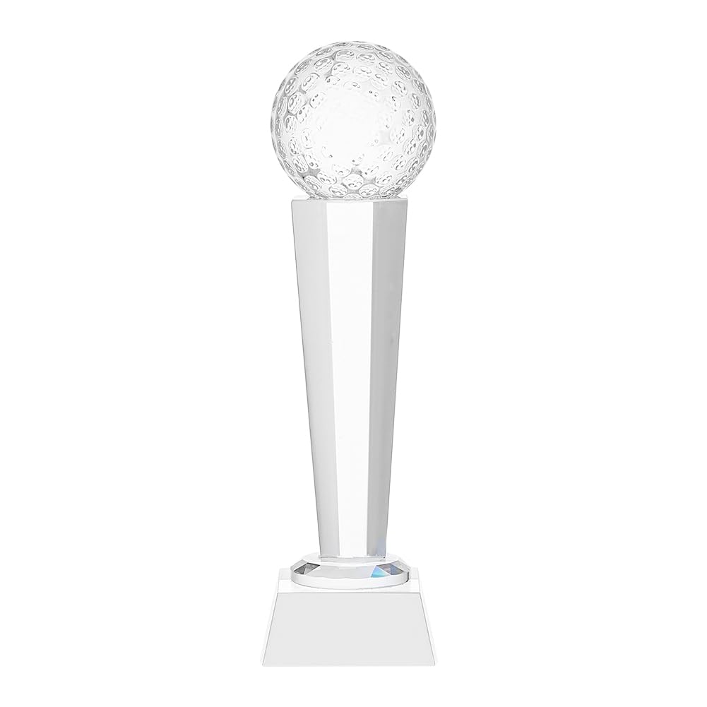 SUPERFINDINGS Crystal Glass Golf Trophy 6.8x23cm Synthetic Quartz Crystal Ball Trophies Awards Ornaments With Presentation Case for Adults Golf Tournament