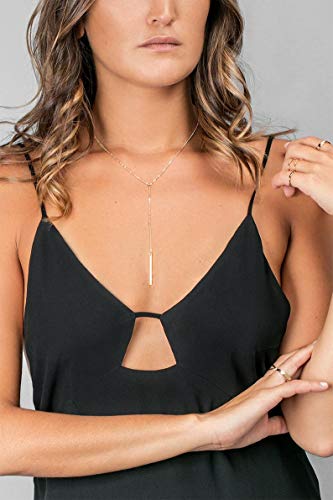 choice of all Long Lariat Y Pendant Necklace for Women Bar Pendant Necklace Jewelry (B:rose gold circle bar) - Thumbnail 2