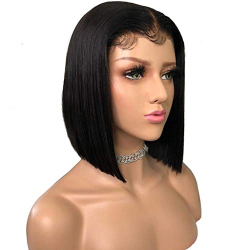 Nobel Hair Human Hair Lace Front Wigs For Black Women Brazilian Virgin Human Hair Short Bob Wigs Straight Glueless Lace Wig 12Inch 150% Density