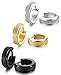 Stainless Steel Womens Hoop Earrings for Men Huggie Ear Piercings Hypoallergenic 20G (3pair Silver+Gold+Black)