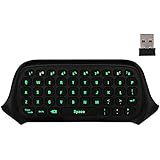 MoKo Xbox One Mini Green Backlight Keyboard, 2.4G Receiver Wireless Chatpad Message Game Keyboard Keypad, with Headset and Audio Jack, for Xbox One/Xbox One S/Xbox One Elite Controller, Black