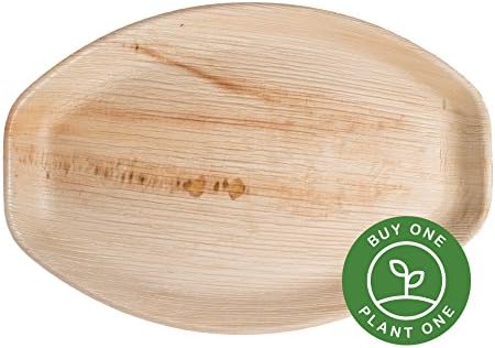 5 Heavy Duty Disposable and Home Compostable Party Trays Platters made from Palm Leaf • 15 inch Oval