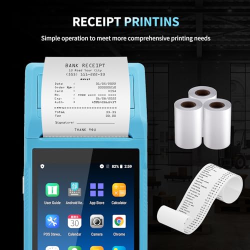 NETUM Handheld PDA Android 11.0 POS Terminal Receipt Printer Data Collector Portable Barcode Scanner Handheld Bluetooth USB WiFi BT4.0 BLUE (Included Paper Scroll 58 * 35)