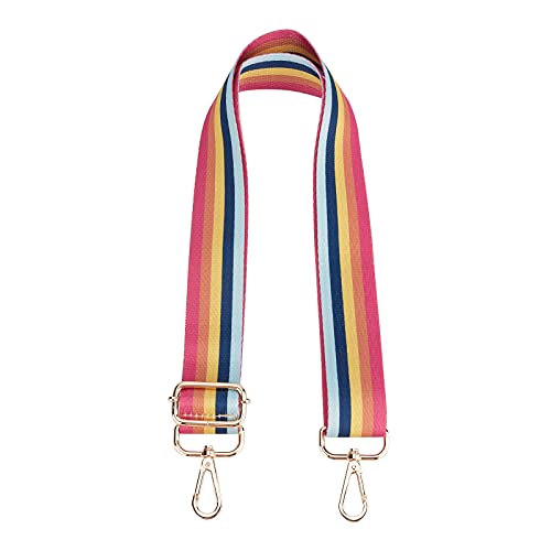 SUPERFINDINGS 1Pc 3.8cm Purse Strap Replacement 71-127cm Adjustable Canvas Bag Straps Colorful Stripe Crossbody Straps with Light Gold Alloy Clasps for Handbags Guitar
