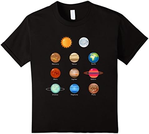 Kids Planets Solar System Space Astronomy Science T-shirt 10 Black