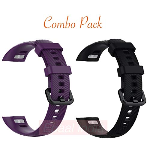 Epaal TPU Silicon Band Strap for Huawei Honor Band 5 / Honor Band 4 (Combo: Black+Purple)