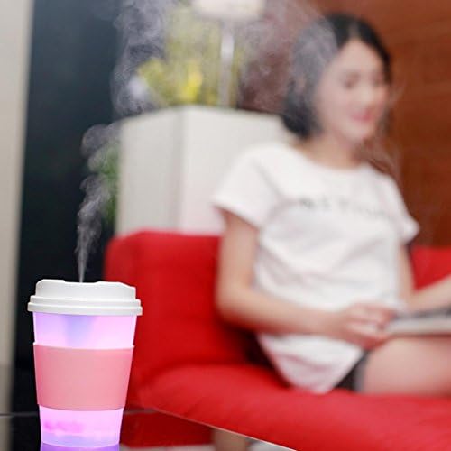 Ecosin LED Humidifier Mini Milk Cups Home Aroma Air Diffuser Purifier Atomizer (Pink)