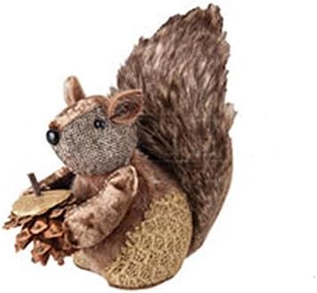 By GallerieII 6" Country Cabin Decorative Faux Fur Trim Squirrel with Pine Cone Christmas Tabletop Figurene