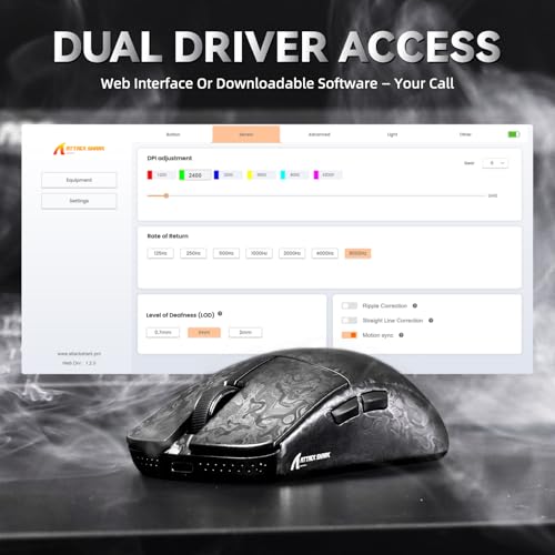 ATTACK SHARK R11 Ultra 8K Carbon Fiber Wireless Gaming Mouse,PAW3950 MAX Sensor,49g Ultra-Lightweight,Nordic 52840 MCU Chip,42000 DPI,Wired/BT/2.4GHz Wirelss Programmable Mouse for PC/Mac(Ink)