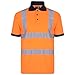 Forever Hi Viz Navy Collar Safety Work Wear High Visibility 2 Tone Polo T-Shirt