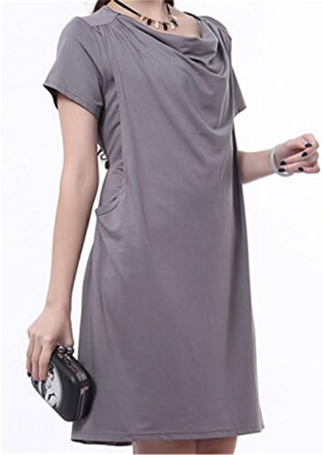 Unimommy Pregnant Women Skirt Motherhood Breastfeeding Nursing Dress Dark Gray