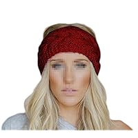 Eforstore Twist Wave Wool Knitted Women Lady Hat Headgear Crochet Headband Head Wrap Hairband Color Dark Red