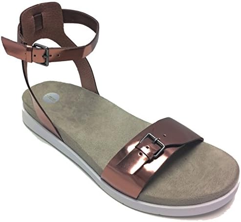 American Podiatric Medical Association Accepted Women's Revitalign Athena Flat Sandals by Gabby Reece (11, Chestnut Metallic)