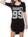 Haola Womens Summer Casual Cotton Short Sleeve Irregular Mini Print T Shirt Dresses