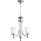 Quorum 6122-3-65 Transitional Three Light Chandelier from Rossington Collection in Pewter, Nickel, Silver Finish,