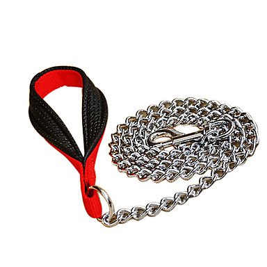 ZCL Nylon Handle Zincic Link Chain Style Dog Leash (125cm/49inch, Silver)