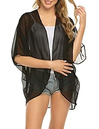 Newchoice - Kimono de gasa con estampado floral para mujer