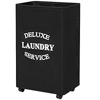 Chrislley 90L Rolling Laundry Hamper with Wheels Large Basket for Laundry Collapsible Clothes Hamper on Wheels (Black)