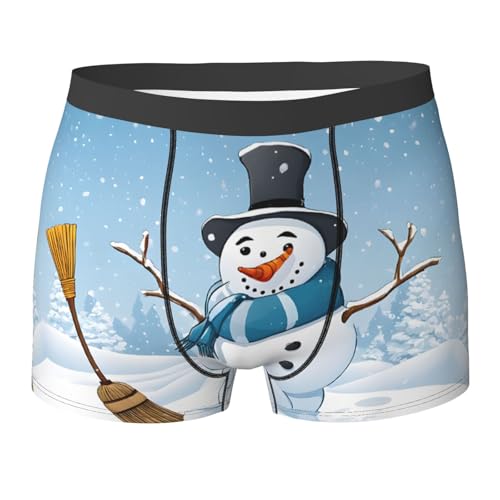 SYHEART Merry Christmas Snowmen Print Men'S Boxer Briefs With Elastic Comfort Fit Design For All-Day Wear