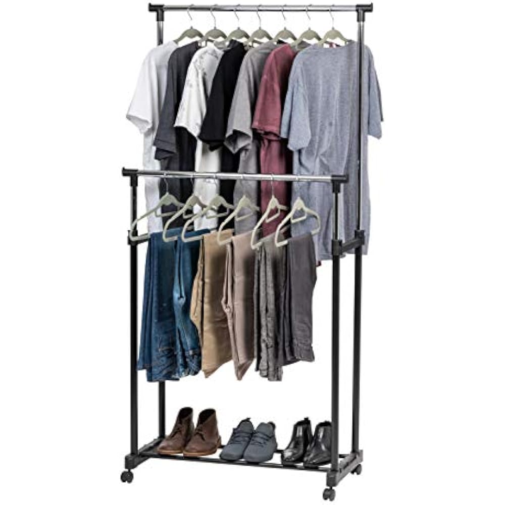 IRIS USA AGR2 Garment Rack Wheels, DoubleRod, Black Home & Kitchen eBay