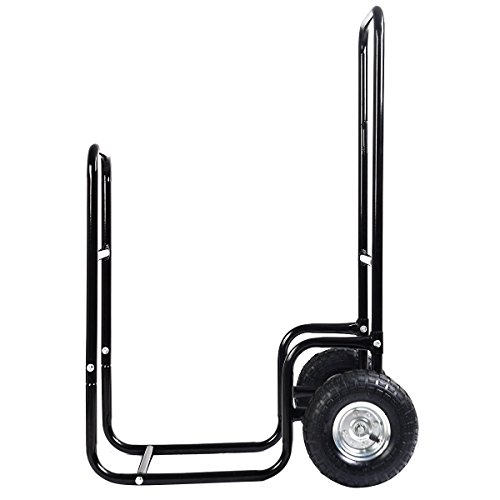 totoshop Firewood Carrier Wood Mover Hauler Fire Rack Caddy Cart Dolly Rolling