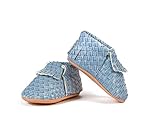FRILLS Infant Toddlers Baby Boys Girls Soft Soled Fringe Crib Shoes PU Moccasins (0-6 M / 11cm - length, 6cm - width, Baby Blue)