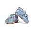 FRILLS Infant Toddlers Baby Boys Girls Soft Soled Fringe Crib Shoes PU Moccasins (0-6 M / 11cm - length, 6cm - width, Baby Blue)