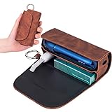 Portable case for IQOS3.0 Electronic Cigarette Frosted Leather Protcective 2 in 1 Skin Shell Cover Box for iqos3.0 (Brown)