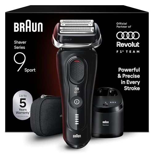 Braun Series 9 Sport Electric Shaver with 4+1 Precision Head & Trimmer, 5in1 SmartCare Center, SensoAdapt for Any Beard Density, Up to 60 min, Wet & Dry, 9150cce, Black
