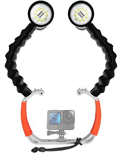 Movo DiveRig Pro1 Underwater Video/Photo Diving Rig for Scuba and Snorkeling- Full Size Dive Rig, 5000 Lumen Waterproof Lights with Flexible Arm Mounts- Use with GoPro, DJI Osmo, Insta360 and More