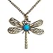 Classic vintage Bronze dragonfly pendant necklace chain