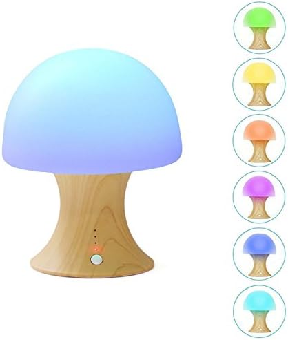 Kids Night Light,Silicone Wooden Mushroom Baby Bedside Multicolor Light Lamp,Portable USB Rechargeable Mood Baby Nightlights with Timing Function Table Lamp for Children Bedroom Girls Christmas Gifts