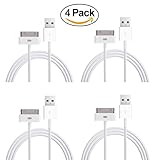 iPhone 4S Cable, BigMuu (6.5 Feet/2 Meter) 30 Pin USB Cable Sync Charging Cable For iPhone 4/4S, iPhone 3G/3GS, iPad 1/2/3 iPod (Pack of 4)