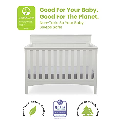 Delta Children Fancy 4-in-1 Convertible Baby Crib - Greenguard Gold Certified, Bianca White