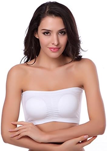 Women's Basic Strapless Seamless Padded Bandeau Solid Color Tube Bra Tops