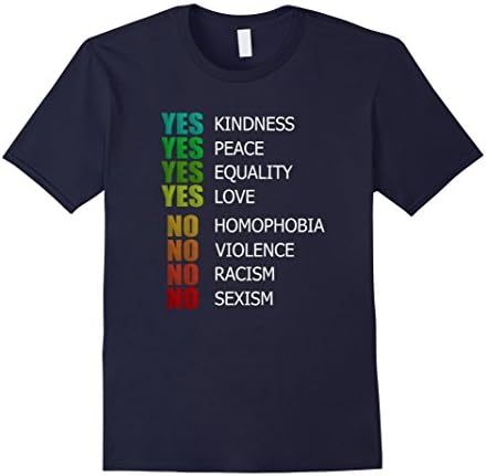 Men's YES EQUALITY YES LOVE NO HOMOPHOBIA NO RACISM Pride Shirts Medium Navy