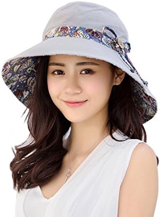 Paciffico Women's Sun Hat Sunscreen UPF50+ Summer Foldable Beach Dome Grey Hat Outdoor Wide Brim Cap