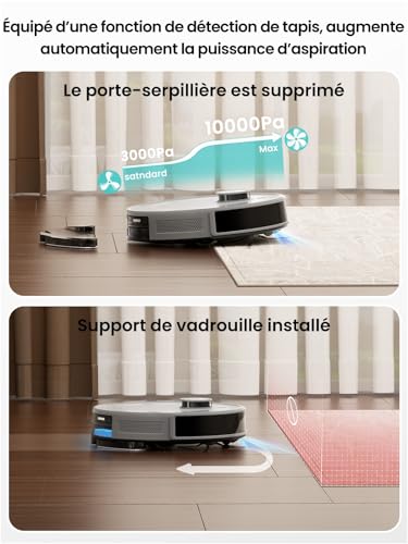 Lefant M2S Plus Robot Vacuum Cleaner with Station, 10000Pa Vacuum Cleaner, Automatic Emptying, Obstacle Avoidance, 240min, Ideal for Pet Hair Carpets Hard Floors, Connected with Alexa/App