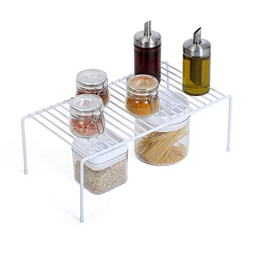 Smart Design Kitchen Storage Shelf Rack w/ Scratch Resistant Feet - Large - Steel - Rust Resistant Finish - for Cups, Dishes, Cabinet & Pantry Organization - Kitchen (16 x 6 Inch) [White]