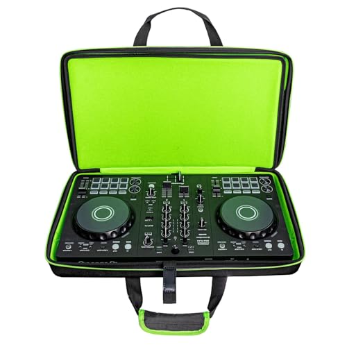 DJ Controller Case for DDJ-FLX4/ DJ 400/ DDJ-REV1, Padded DJ Controller Bag with 5 Pockets for Laptop, Headphones, Cables, DJ Carrying Case with Adjustable Shoulder Strap