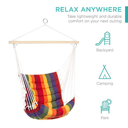 Best Choice Products Indoor Outdoor Padded Hanging Cotton Hammock Chair