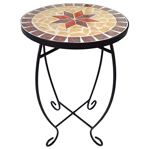 Small round side table, mosaic plant stands, patio, balcony, outdoor