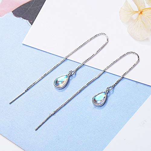 Fashion Elegant 925 Sterling Silver Drop Earrings Colorful Droplet Dangle Threader Earrings For Women