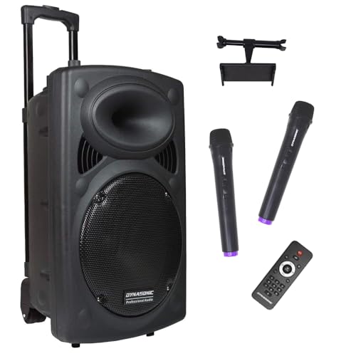 DYNASONIC - DYNAPRO (3rd Generation Tripod Pack) Professional Portable Bluetooth Speaker, Bluetooth Speaker, 2 Karaoke Microphones, Tablet and Tripod Support (DYNAPRO 15 PLUS)