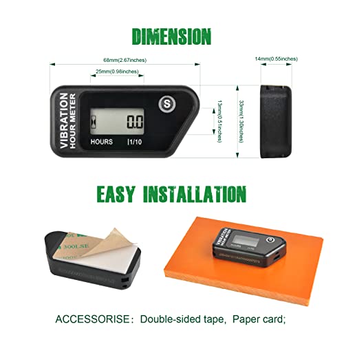 remote wireless vibrator CR2430 Battery Hour Tracker Yooreal Wireless Vibration Hour Meter main image 0