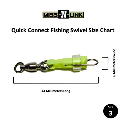 MissNLink Quick Connect Fishing Swivel 3 Packs of 3 Lime Color