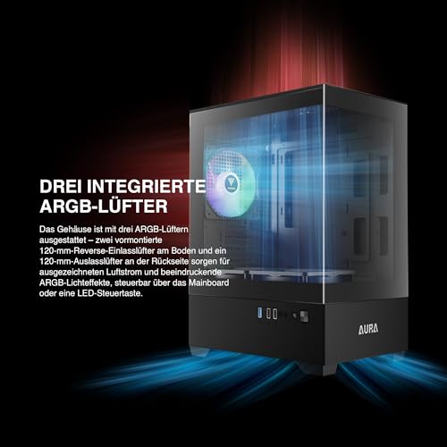 GAMDIAS Micro-ATX Tower Computer Case with Tempered Glass, Gaming M-ATX PC Case with 3X 120mm ARGB Fans, Support Up to 5X Fans Airflow, 240mm AIO/Radiator, 280mm GPU/VGA, 155mm CPU Cooler, 150mm PSU