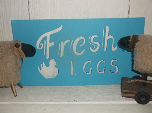 Vintage look FRESH EGGS old time cardstock chalkboard style primitive farmhouse STENCIL for painting on paper, wood, fabric